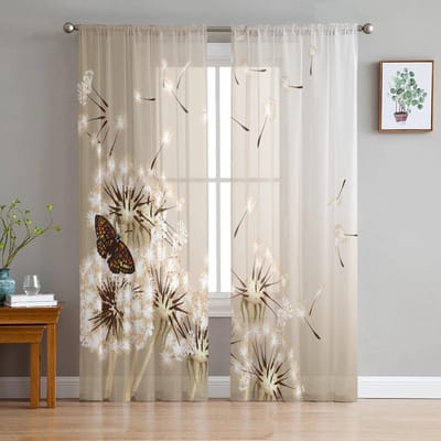 Paardenbloem Moderne Tule Gordijnen voor Woonkamer Slaapkamer Thuis Keuken Raam Transparante Gordijnen 135W x 137H(cm)