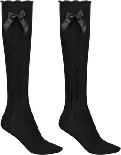 Haus Huberts Oktoberfest Kniekousen Dames - Met Strik - Zwart - Tiroler Kousen - Oktoberfest Dames - Maat 35-38