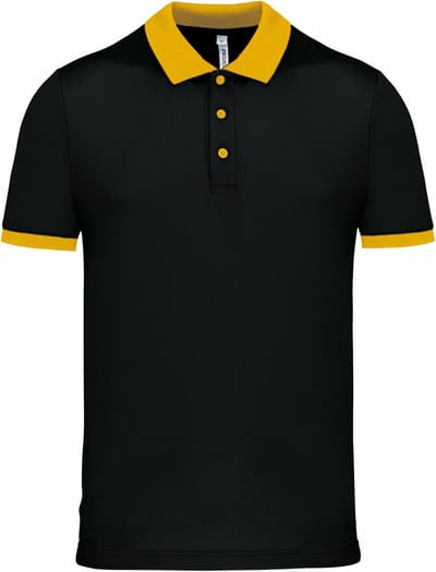ProAct Poloshirt Sport Pro premium quality - zwart/geel - mesh polyester stof - voor heren XXL