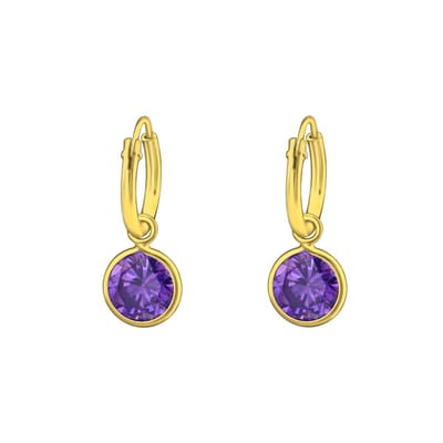 Montebello Oorbellen Aster Amethist - 925 Zilver Verguld - ∅6mm