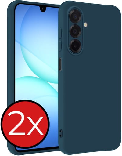 Hoesje - 2 Stuks - Geschikt voor Samsung Galaxy A17 - Sterk & Shockproof - Telefoonhoes - Back Cover - Case Siliconen - Telefoon Hoes - Donkerblauw