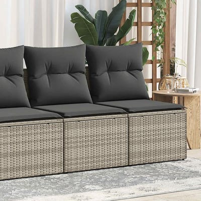vidaXL - 2-delige - Loungeset - met - kussens - poly - rattan - acacia - lichtgrijs