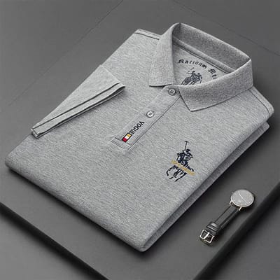 Heren Losse Poloshirt Zomer Nieuwe Jeugd Casual Korte Mouw Effen Kleur Veelzijdig Top Heren T-shirt XXXL gray