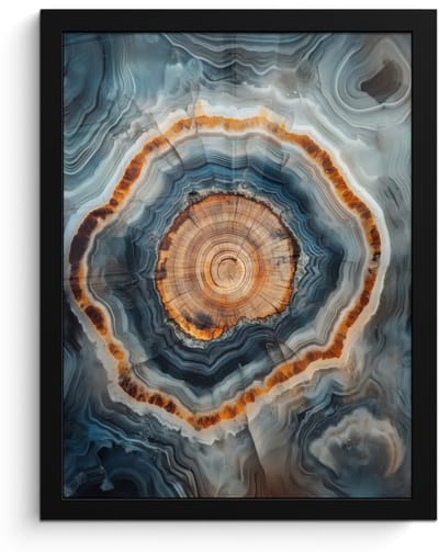 Poster in lijst - Fotolijst 30x40 cm - Posters - Cirkel - Ringen - Steen - Tinten - Posterlijst zwart - Decoratie - Wanddecoratie woonkamer - Muurdecoratie slaapkamer