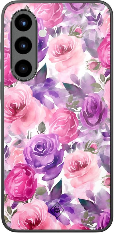 Casimoda® hoesje - Geschikt voor Samsung Galaxy A57 - Rosy Blooms - Luxe Hard Case Zwart - Backcover telefoonhoesje - Roze