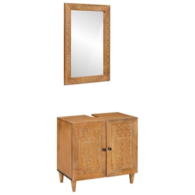 vidaXL - Badkamermeubel - Set - 2 - st - Bruin - 62 - x - 33 - x - 58 - cm - Bewerkt - hout