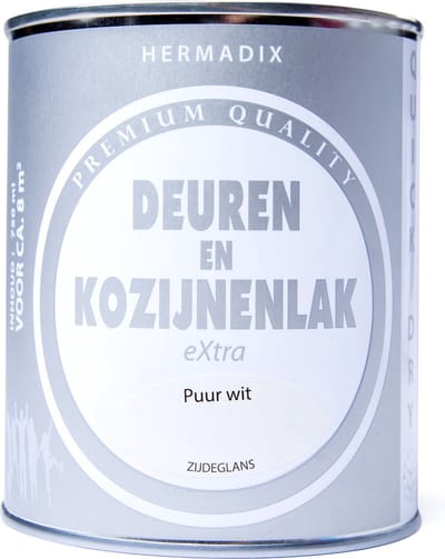 Hermadix deuren & kozijnen lak zijdeglans puur wit - 750 ml.