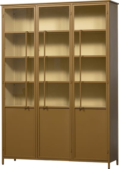 WOOOD Exhibit 3-deurs Vitrinekast XL - Metaal - Geel - 200x140x44