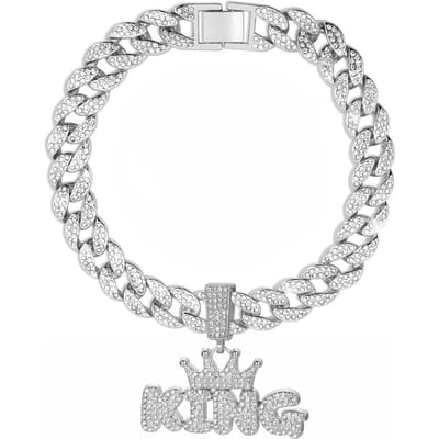 Cubaanse Hondenketting, Aluminiumlegering Huisdier Hondenhalsband, Gouden Ketting Voor Kleine Tot Grote Honden Katten Koning Koningin Hanger Sieraden Accessoire 25cm