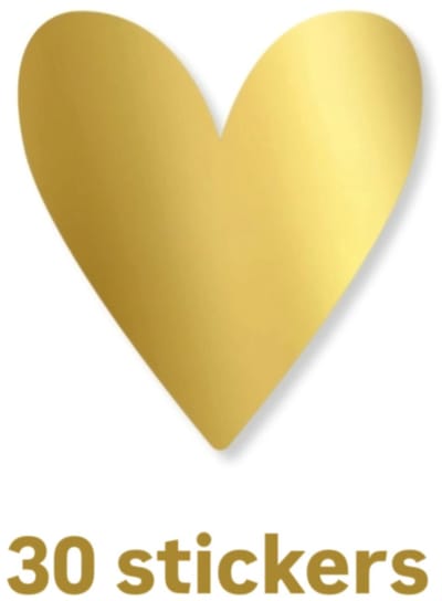 30 sticker Goudfolie hartje - Liefde - valentijn - cadeauzakje - leuk inpakken - valentijnsdag - kusjesdag