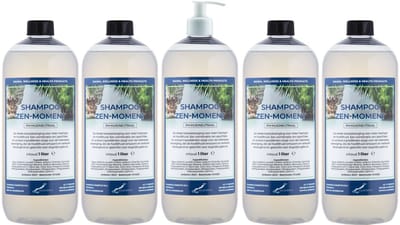 Shampoo Zen Moment - 1 liter (transparant) - 5 stuks - met witte pomp - Voordeelverpakking - Haarverzorging