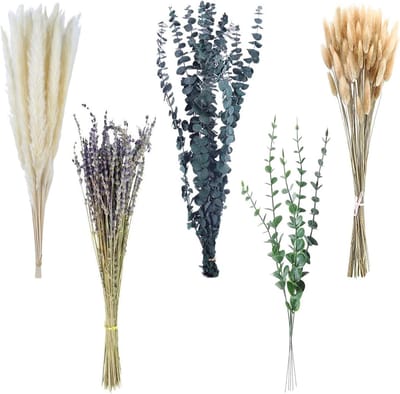 Gedroogde Bloemen Boeket - Natuurlijke Decoratie - Huis Kantoor Decoratie - 100 Natuurlijke Stelen - 45cm Lengte - Blauw