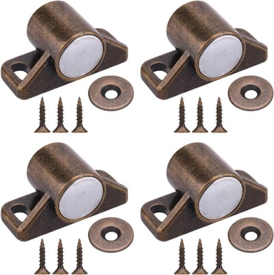 4 Stuks Magnetische Deurvangers voor Keukenkastjes met RVS Schroeven voor Sluitmechanisme en Glijdende Deuren (Brons)