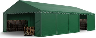Opslagtent 5x10 m beschutting met PVC zeil 700 N waterdicht donkergroen