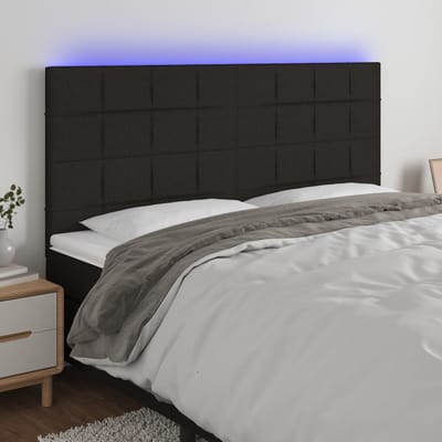 vidaXL - Hoofdbord - LED - 160x5x118/128 - cm - stof - zwart