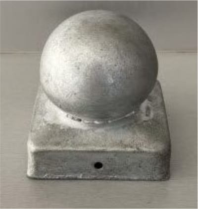 Paalkap bol - paalornament voor schuttingpaal - 70 x 70 mm - zwart