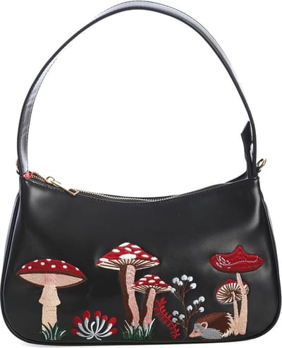 Banned Woodland Hippie Vibes Vintage handtas - Geborduurde Vliegenzwammen - (bxhxd) ca. 29cm x 16,5cm x 8cm