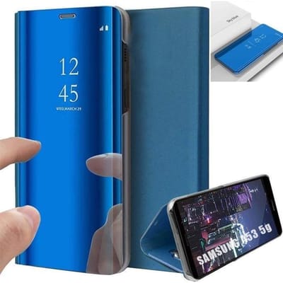 Harde beschermhoes voor Samsung Galaxy A53 5G - BOOLING - Clear View Blauw - Transparant voorvenster blauw