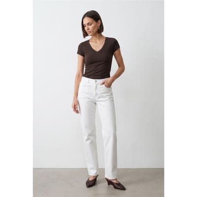 Slim Fit V-hals Jersey Blouse