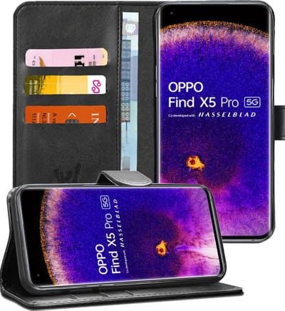 Hoesje geschikt voor Oppo Find X5 Pro - Portemonnee Book Case Zwart