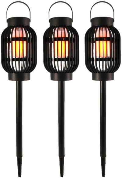 Solar tuinlamp 3 in 1 - 3x - vlameffect - zonne-energie - 23 cm - prikspot - lantaarn