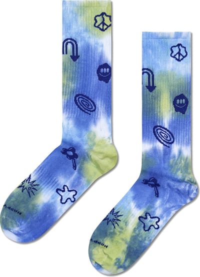 Happy Socks Hyper Tie-Dye Sneaker Sock - unisex sokken - blauw - Unisex - Maat: 36 - 40