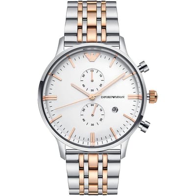 Emporio Armani AR0399 Chronograaf Tweekleurig Herenhorloge 43mm zilver