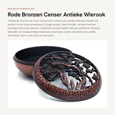 Dailygoods- Wierookbrander Antiek - Wierookhouder - Metalen Cover - Meditatie - Duurzaam - Klassiek Ontwerp