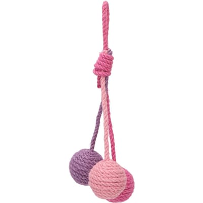 Chat Suspendu Balle Sisal Mâchable Colorée Interactive Chat Corde Sisal Balle Jouet pour Animal de Compagnie Intérieur Vert rose