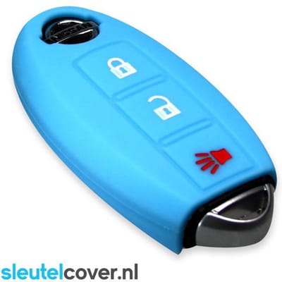 Autosleutel Hoesje geschikt voor Nissan - SleutelCover - Silicone Autosleutel Cover - Sleutelhoesje Lichtblauw