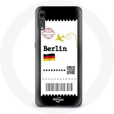 Coque pour Huawei P20 - Billet d'avion Berlin - Souple - Protection - Noir