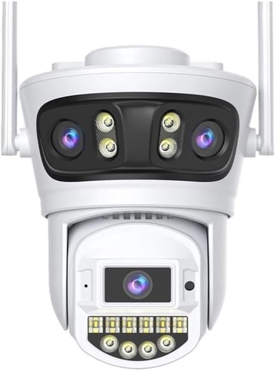 Beveiligingscamera - Wifi Camera - Buiten Bewaken - Drie Lenzen - 15MP 8K - Wit