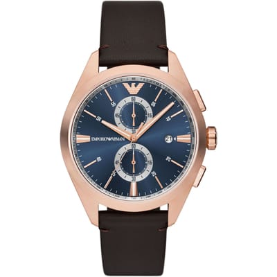 Emporio Armani Claudio AR11554 Horloge - Leer - Bruin - Ø 43 mm