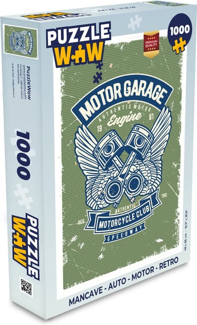 Puzzel Mancave - Auto - Motor - Retro - Legpuzzel - Puzzel 1000 stukjes volwassenen