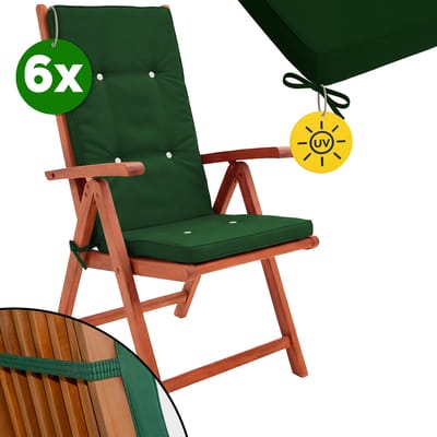 Detex Stoelkussens - Set van 6 Linnen Look 120 x 45 x 5cm - Groen