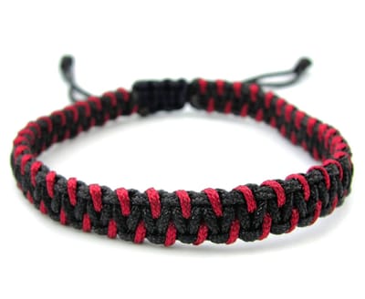 Geknoopte nylon herenarmband 18-22 cm zwart en bordeax rood