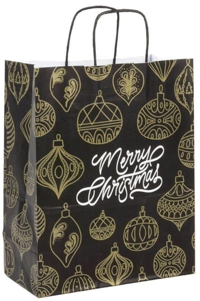 5 Cadeautassen - Kerst - Zwart - Goud - A4
