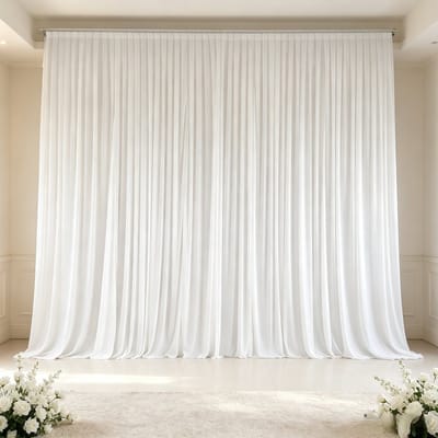 FATIVO Witte Achtergronddoek - Zijde Fotografie Achtergrond - Podium gordijn voor Trouw, Party, Evenement - 300x300cm