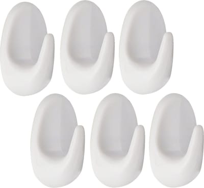 Tendance Plakhaakjes - 3 x 2 x 5 cm - Zelfklevende ophang haakjes - 6x stuks - kunststof - wit - keuken/badkamer haken