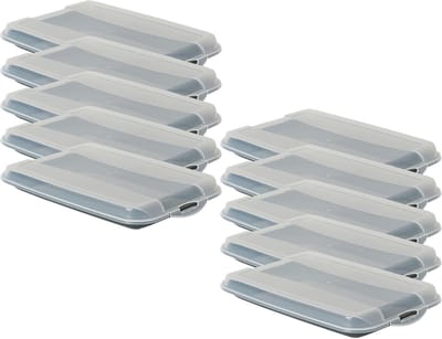 Novaliv set van 10 antraciet premium vleeswarendoos met transparant deksel, vershouddozen voor worst & kaas, afmetingen 25x17x3 cm, koelkastorganizer, knäckebröddoos, onmisbare keukengadgets voor in huis