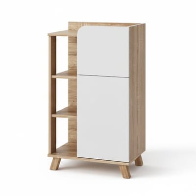 Vicco Karen Halfhoge kast – 50 x 90 cm met deur en lade Sonoma/Wit