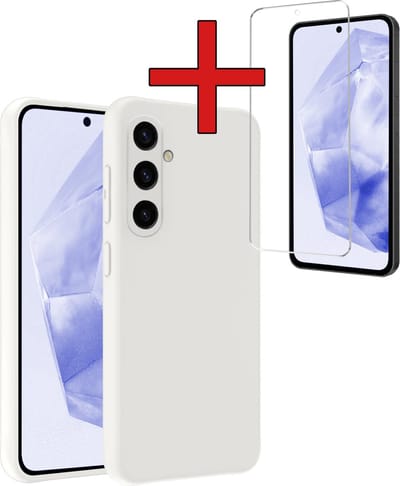 Hoesje - Met Screenprotector - Geschikt voor Samsung Galaxy A35 - Sterk & Shockproof - Telefoon Hoes - Back Cover - Siliconen Case - Telefoonhoes - Wit