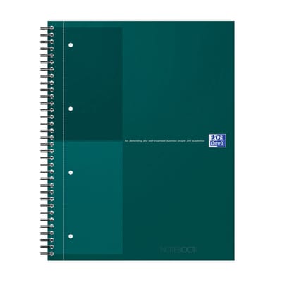 Oxford International notebook A4+ gelijnd 4 gaats 80 vel stevige kartonnen kaft 30 jaar groen