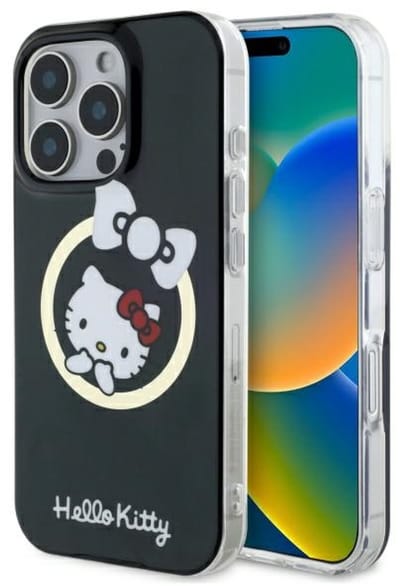 Hello Kitty Serie - MagSafe iPhone 16 Pro Max Hoes - Zwart - Fun Bow Design
