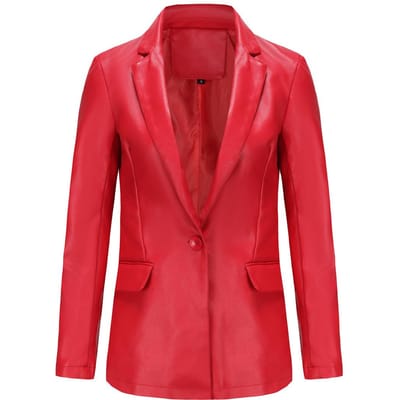 Klein pak jas met lange mouwen dames single-grain gesp casual effen leren jas XXXL