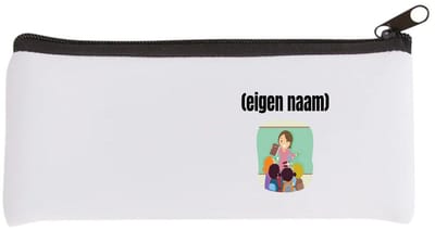 Akyol - juf met kinderen met eigen naam Etui - Juf - leraressen - collega's - verjaardag - afscheidscadeau - geschenk - kado - 20 bij 9 cm