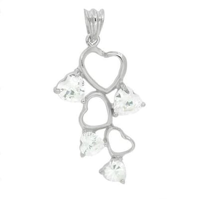 Blinx Jewels Zilveren Hanger Hartjes Zirkonia