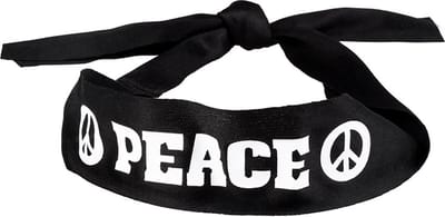 Boland - Hoofdband 'Peace' Zwart - Één maat - Volwassenen - Unisex - 60's & 70's - Hippie & Flower Power