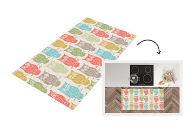 Keukenloper - Loper keuken - Patronen - Uil - Vogels - 120x60 cm - Keukenloper vinyl