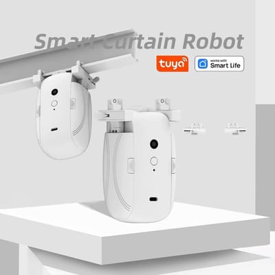 Lordani SmartLife Gordijnrobot | 3-in-1 | Voor U-rail, Roman Rod en I-Rail | Bluetooth | 4000mAh | Wit | Smart Life Gordijnmotor | Smart Gordijn | Automatische gordijn | Tuya App | Bestuurbaar via de App